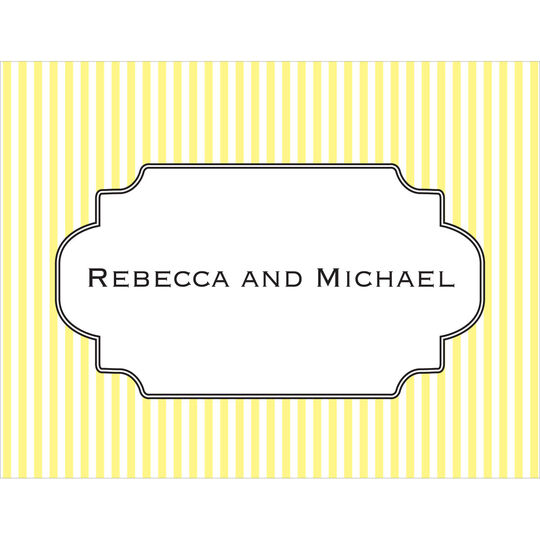 Yellow Pinstripe Folded Note Cards